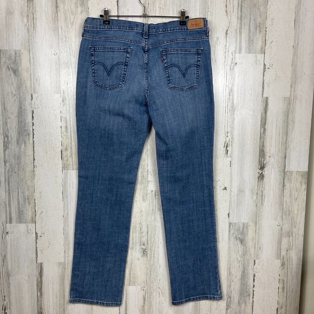 Levis 505 denim jeans straight leg hi‎ rise size 12 medium wash classic staple - Picture 7 of 9